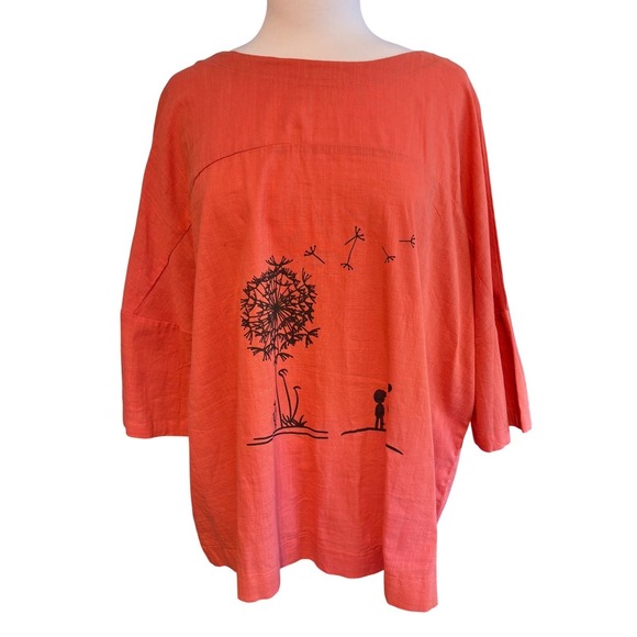 Zanzea Tops - Zanzea Tunic‎ Top Women 4XL Orange NEW Dandelion Print 3/4 Sleeve Oversized Boho